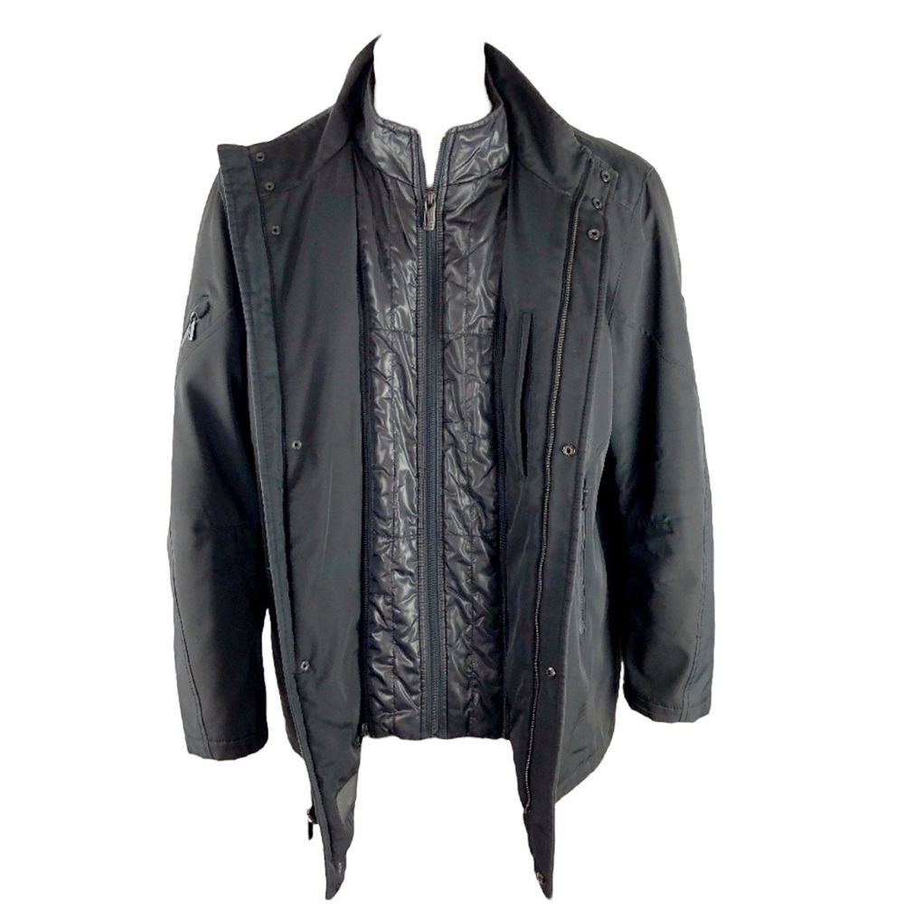 Tumi Tech Black All Weather‎ Jacket Water Resistant Insulated Stowaway Hood XXL